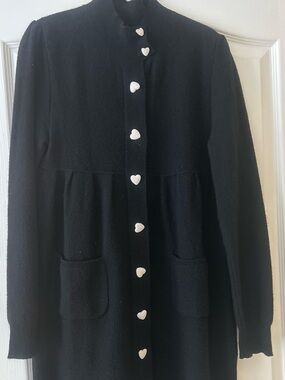 Black Cardigan Dress with Heart Buttons